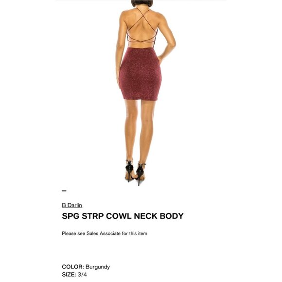 B Darlin Women's Sheath Mini Dress Strappy Open Back 5DHY254 Slim Red Size 15/16 - Picture 3 of 8
